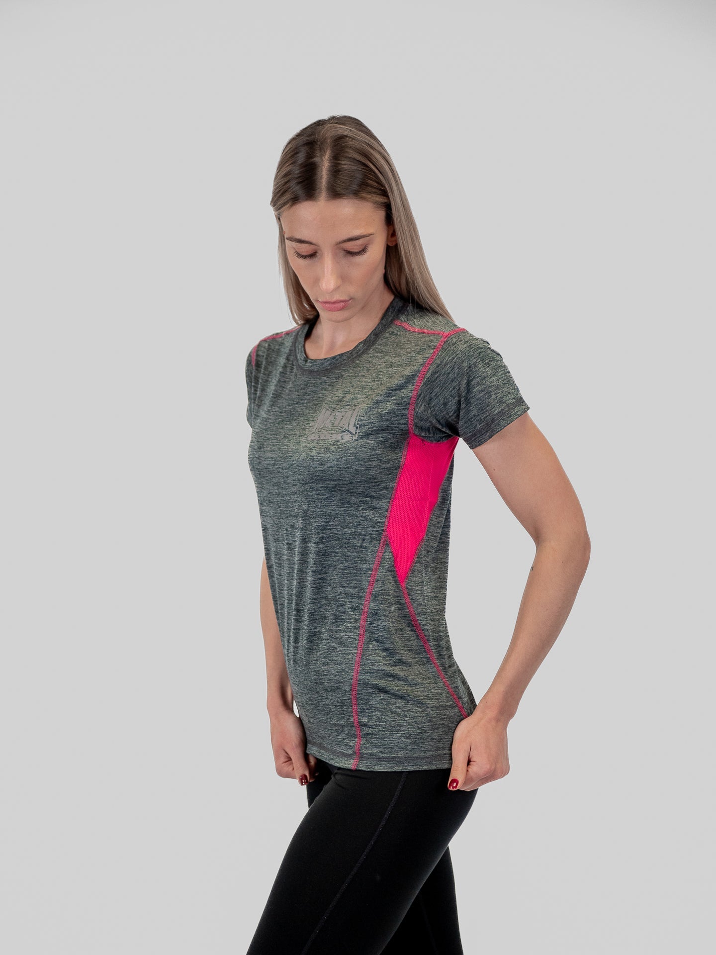 T-Shirt tecnica donna Metal Boxe Gray Fuchsia