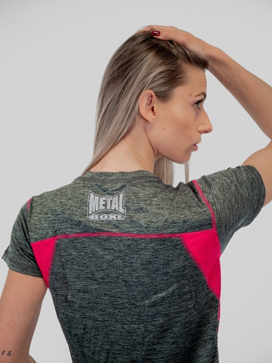 T-Shirt tecnica donna Metal Boxe Gray Fuchsia - Fight Club Store