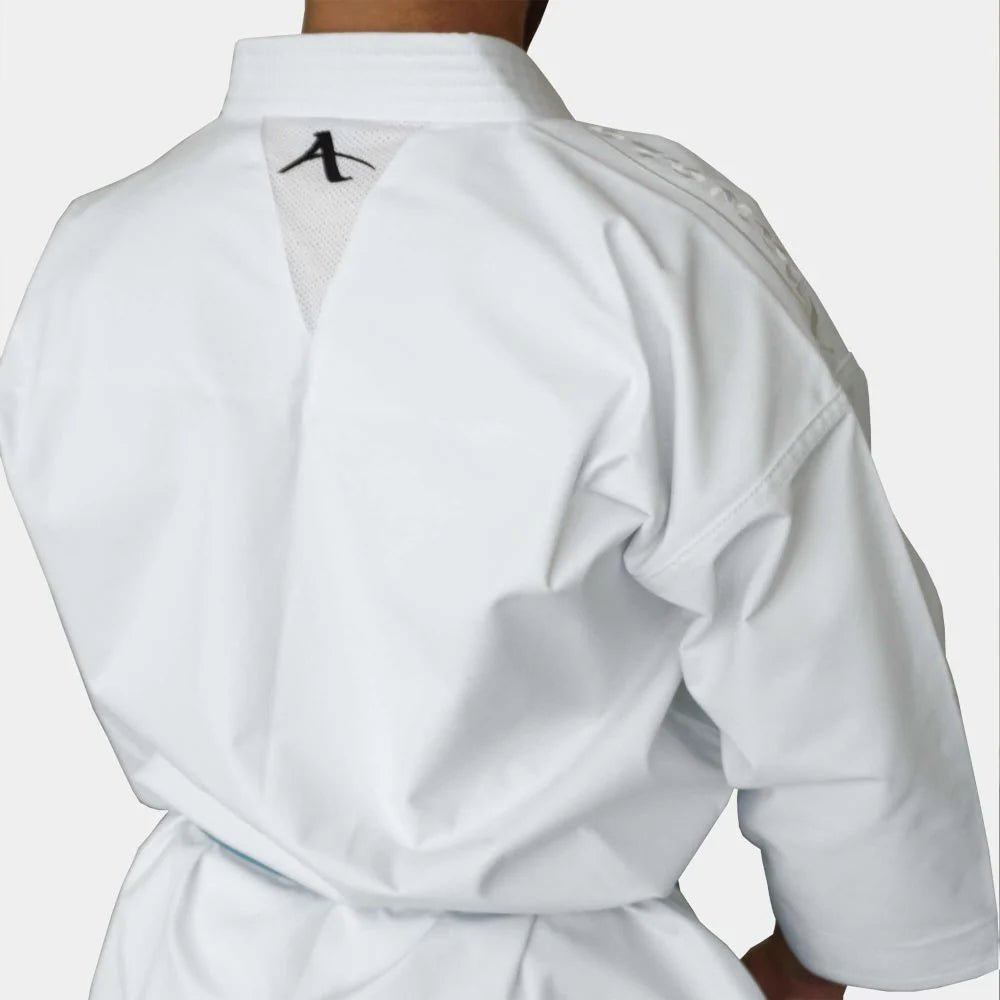 Rear view of the Arawaza Black Diamond elite karategi WKF approved for kata competitions