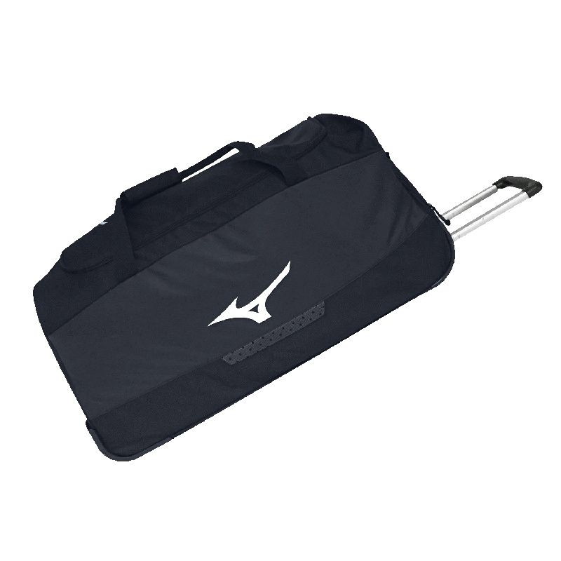 Spacious BLACK Mizuno Trolley bag with wheels and reinforced handle for sports and travel