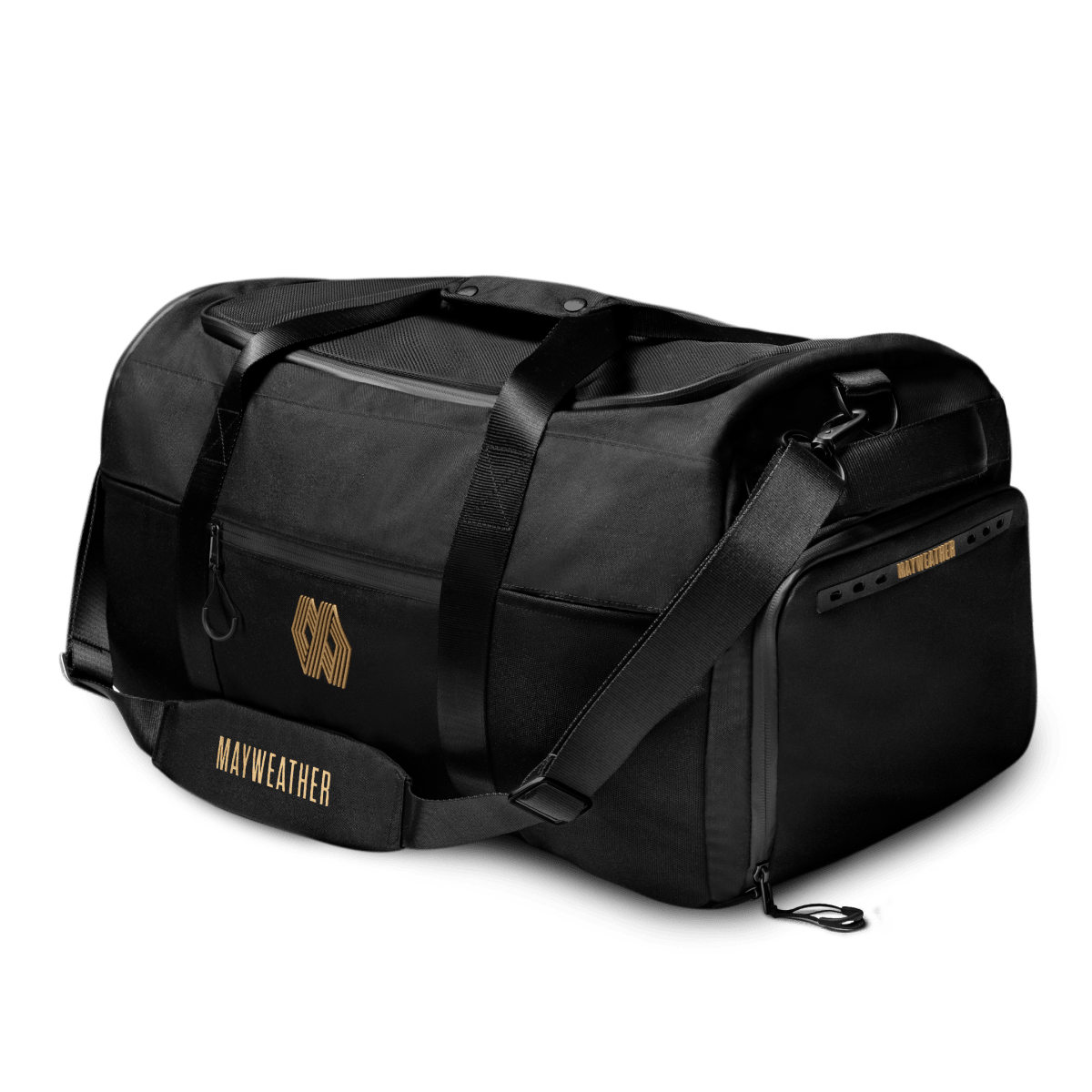Mayweather Airstream Duffle black and gold boxing bag front view