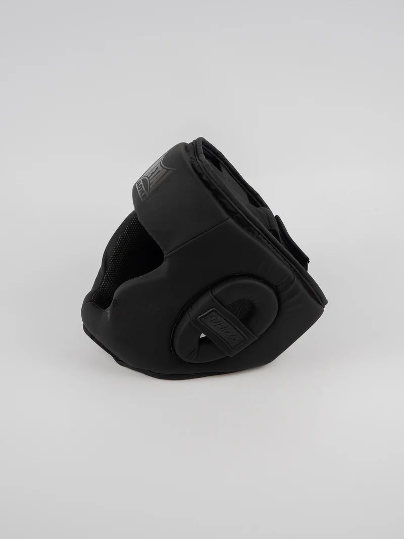 Side view of the Metal Boxe Black Furious helmet, detail of ear and cheekbone protection