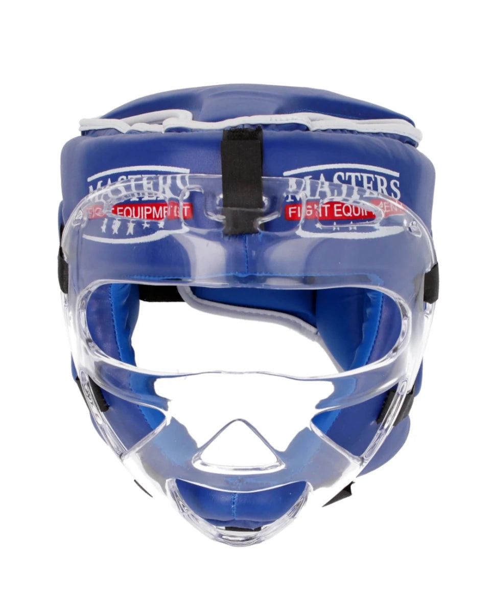 WAKO blue Kick Boxing helmet with visor for full face protection during sparring
