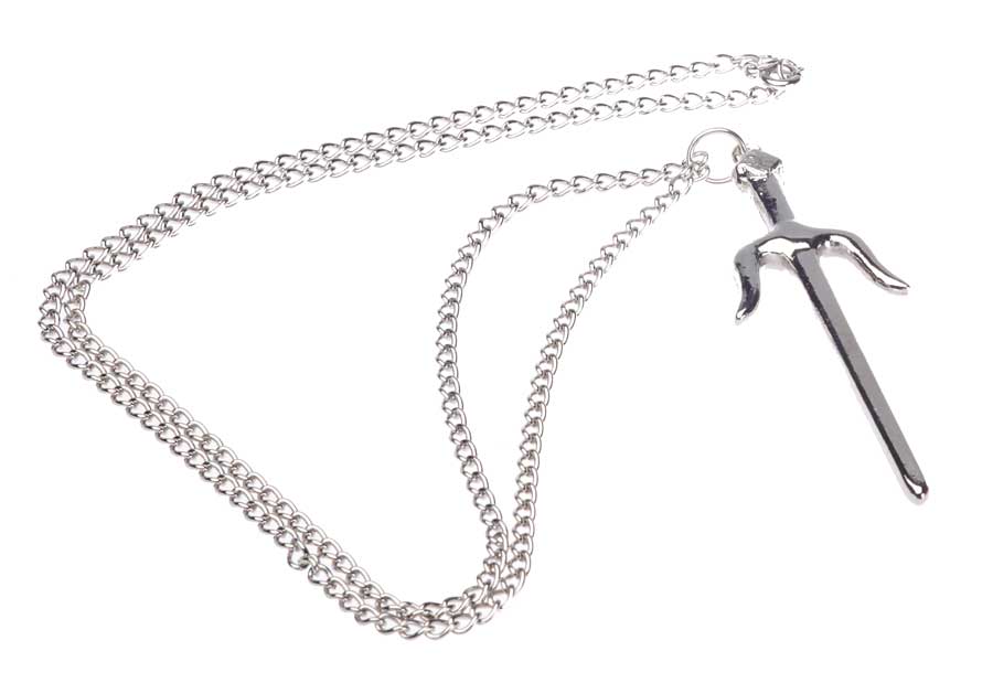 Metal Martial Pendant Sai Necklace
