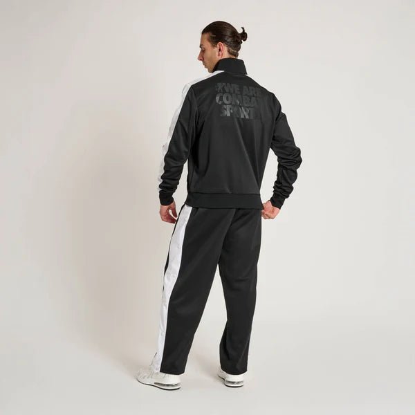Conjunto de chándal técnico Leone para hombre con chaqueta de cuello alto y pantalón deportivo retro negro