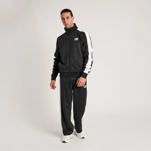 Conjunto de chándal técnico de hombre Leone con chaqueta de cuello alto y pantalón deportivo negro