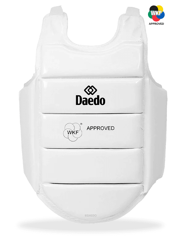 WKF approved Karate Daedo vest for Under 14 cadets under uniform protection.