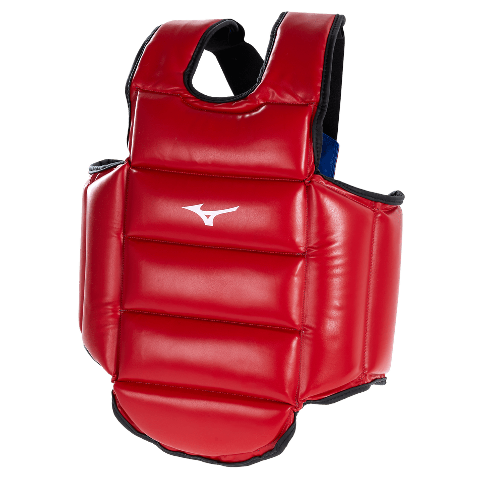 Ansicht der roten Variante der reversiblen Mizuno-Körperpanzerung.