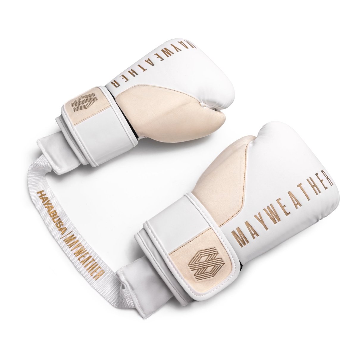 Weiß-goldener Mayweather-Handschuhdesodorierer in einem offenen Boxhandschuh