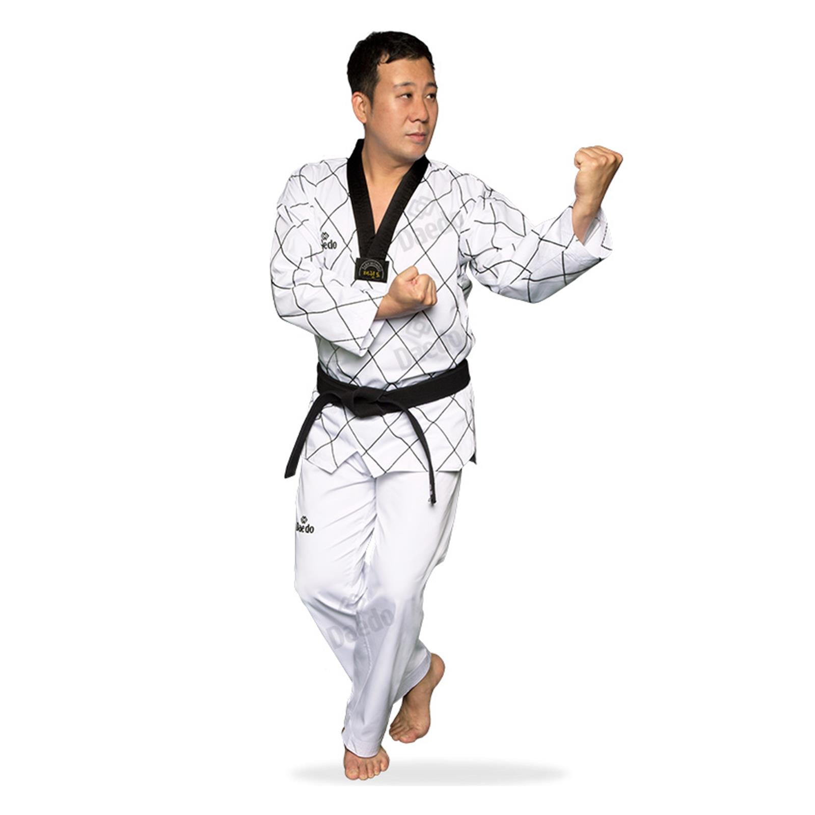 Dobok Master Daedo White with Black Neck