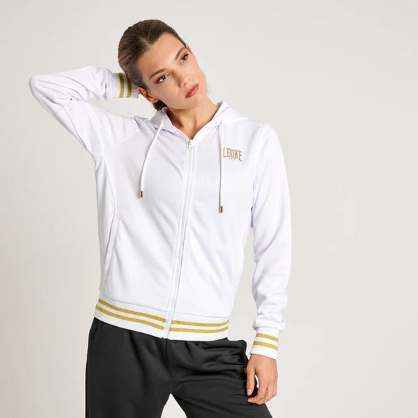Vista frontal de la sudadera deportiva DNA Leone 1947 en color blanco óptico