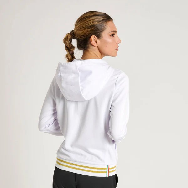Vista trasera de la sudadera técnica Leone 1947 blanca con un diseño limpio
