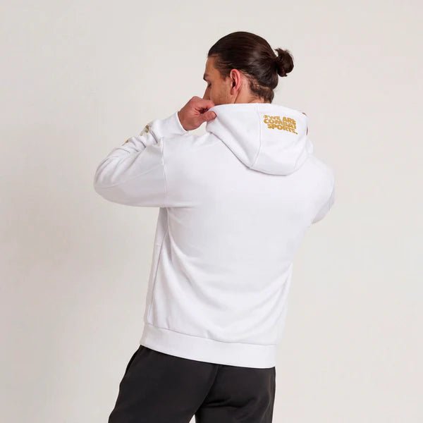 Sudadera técnica Leone 1947 línea DNA con capucha, color blanco en la espalda