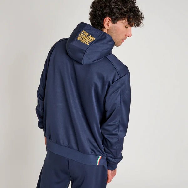 Leone 1947 Sudadera deportiva con capucha línea DNA color azul en la espalda