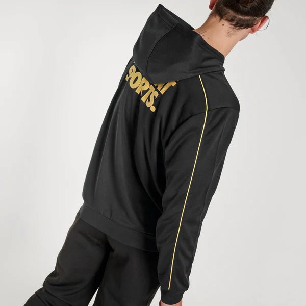 Rückansicht des technischen Sweatshirts der Linie Leone 1947 DNA mit schwarzer Kapuze
