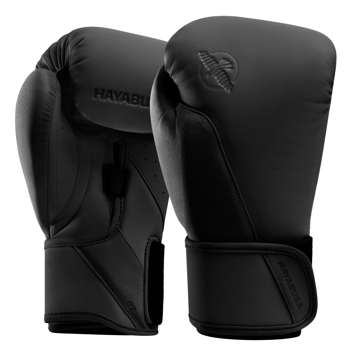 Guantes de boxeo negros Hayabusa T360 vistos desde el frente en primer plano