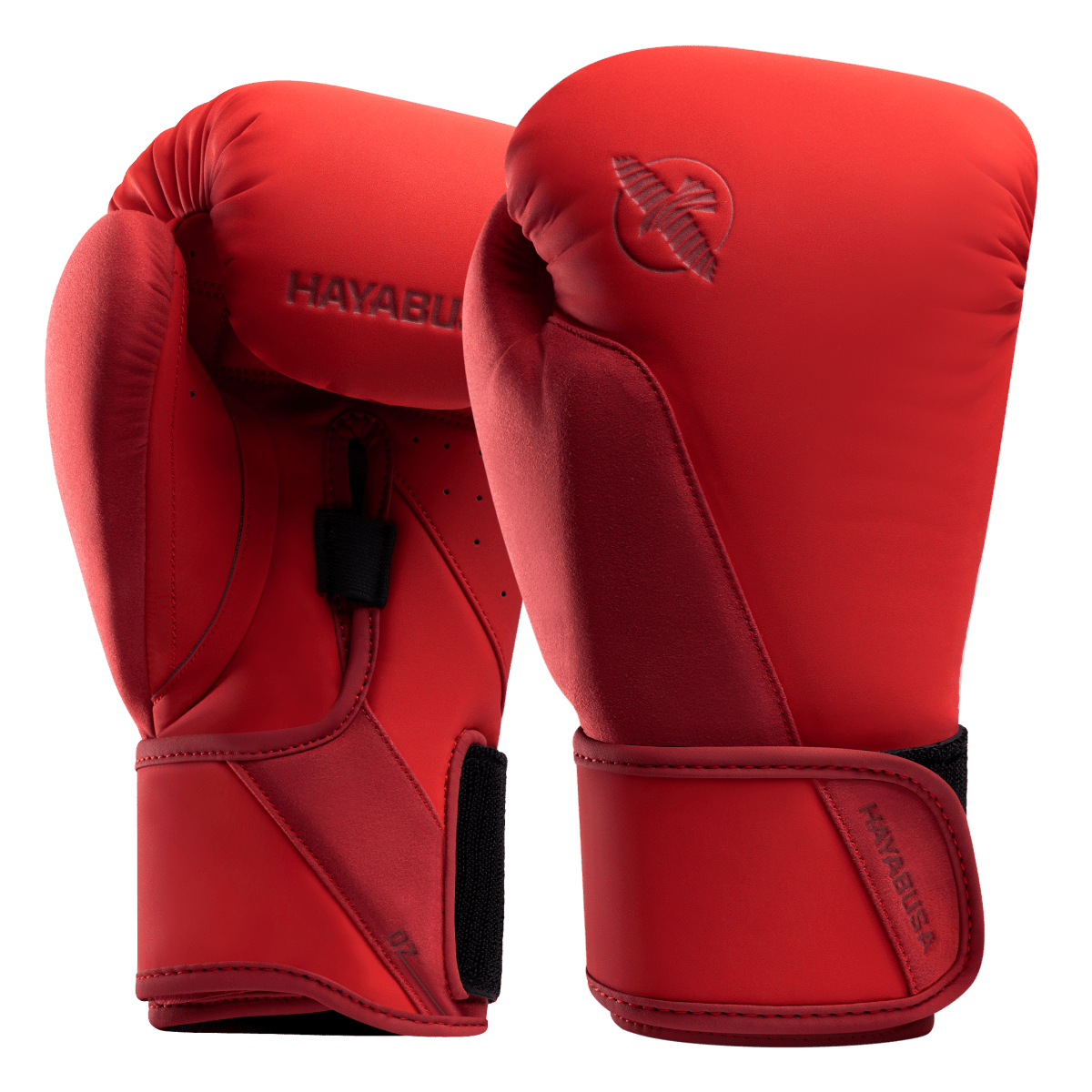 Guantes de boxeo rojos Hayabusa T360 vistos desde el frente en primer plano