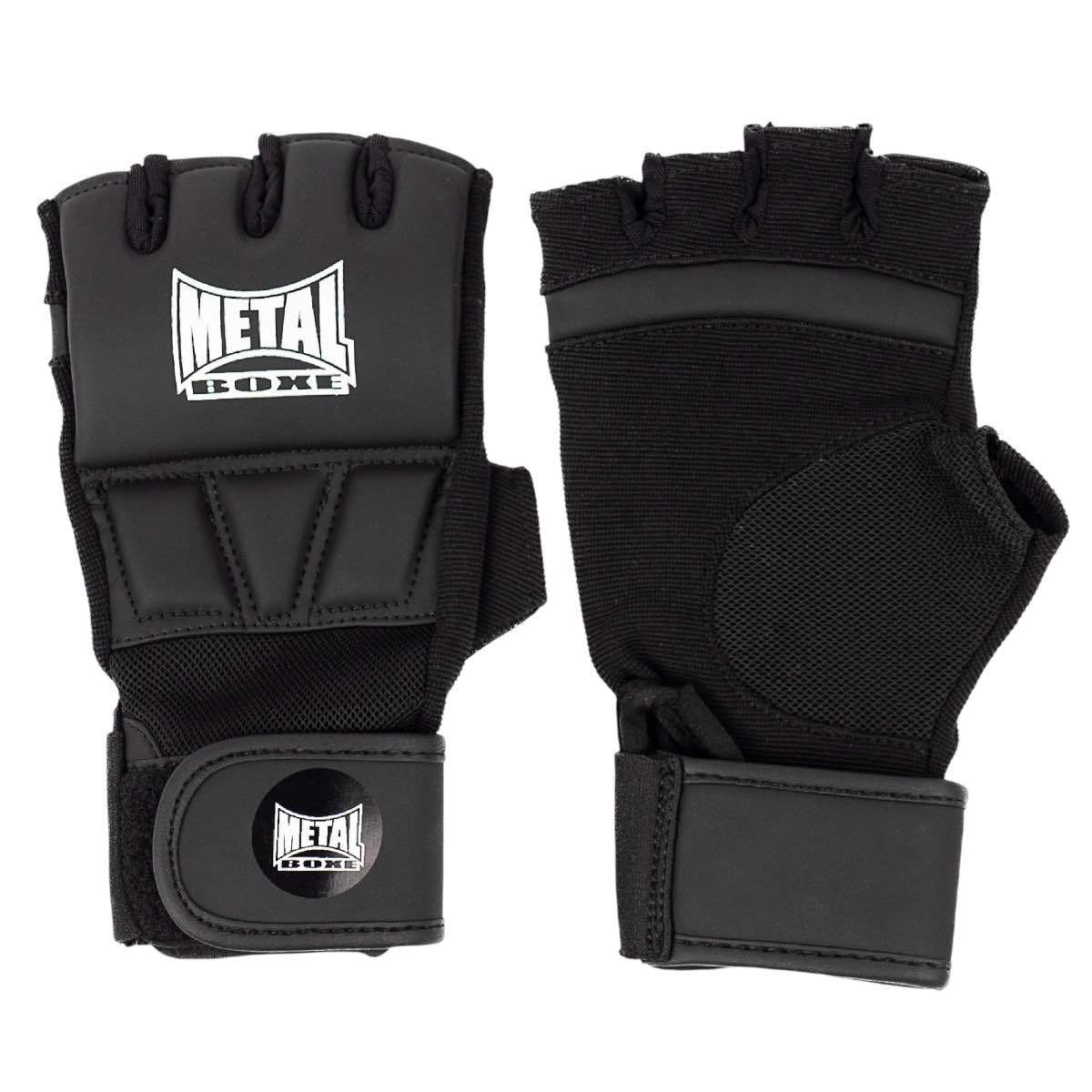 Front view black Metal Boxing fitness boxing gloves