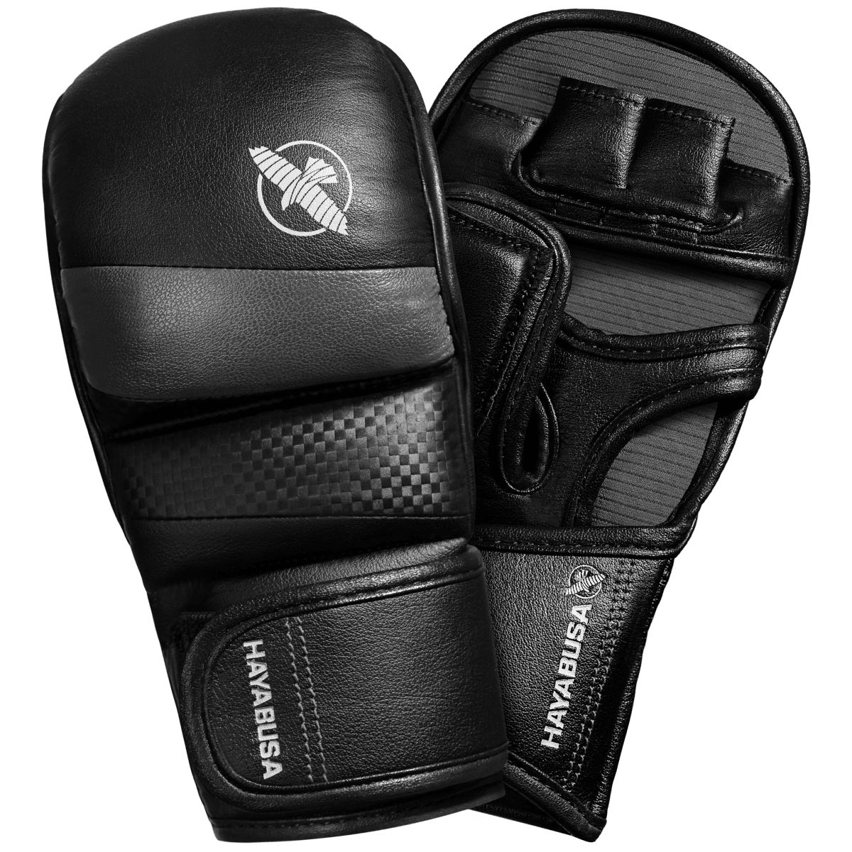 Pair of Hayabusa T3 7oz hybrid gloves in total black