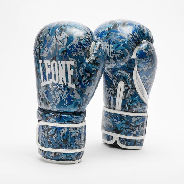Pair of LEONE Urban Fighter Camo Ice blue camouflage boxing gloves