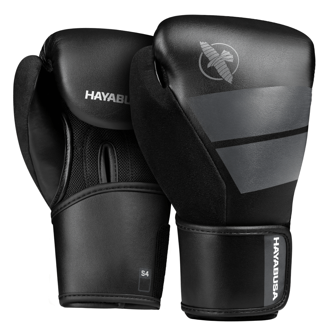 Par de luvas de boxe Hayabusa S4 pretas para crianças versão júnior