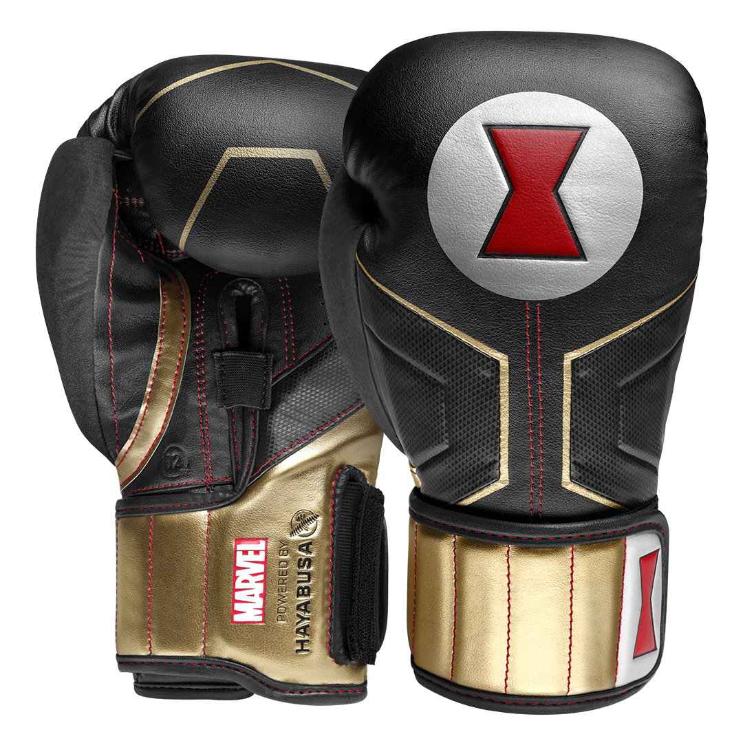 Par de luvas de boxe Hayabusa Marvel Black Widow Hero Elite em preto e vermelho