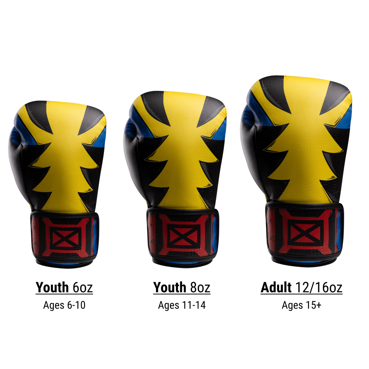 Tableau des tailles des gants Wolverine divisé en tailles enfants et adultes