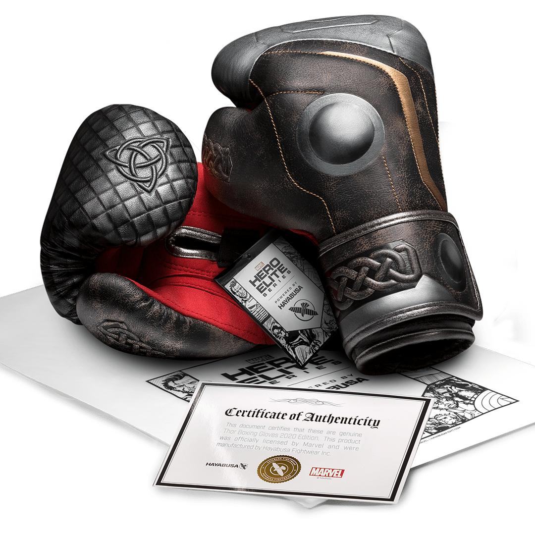 Certificat d'authenticité officiel de la collaboration Hayabusa X Marvel pour les gants Thor