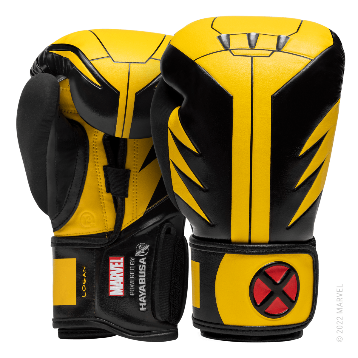 Par de luvas de boxe Hayabusa Marvel Wolverine Hero Elite amarelas e pretas, visão geral