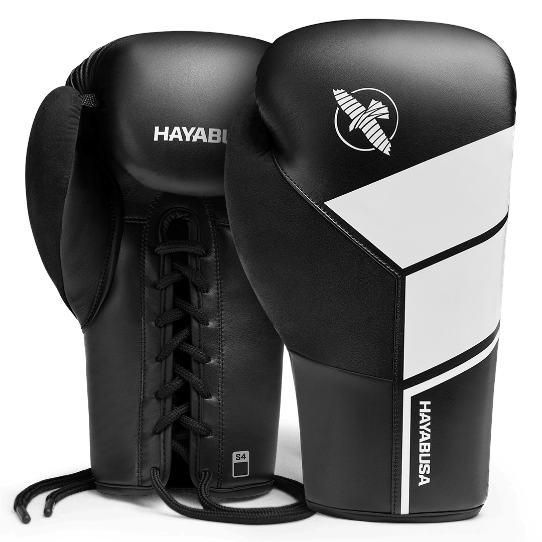 Paire de gants de boxe Hayabusa S4 avec fermeture traditionnelle en dentelle noire