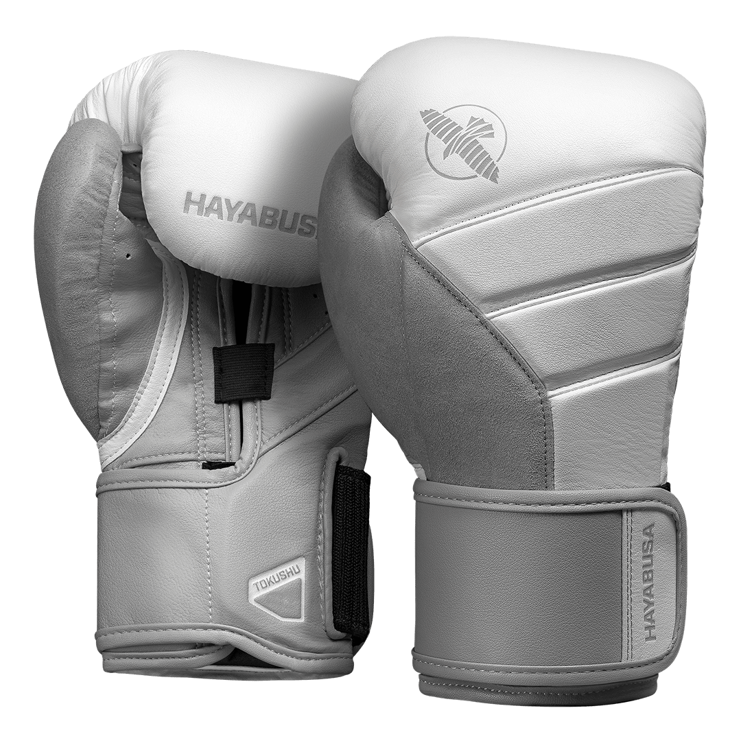 Guantoni Hayabusa T3 in bianco con pannelli grigio chiaro