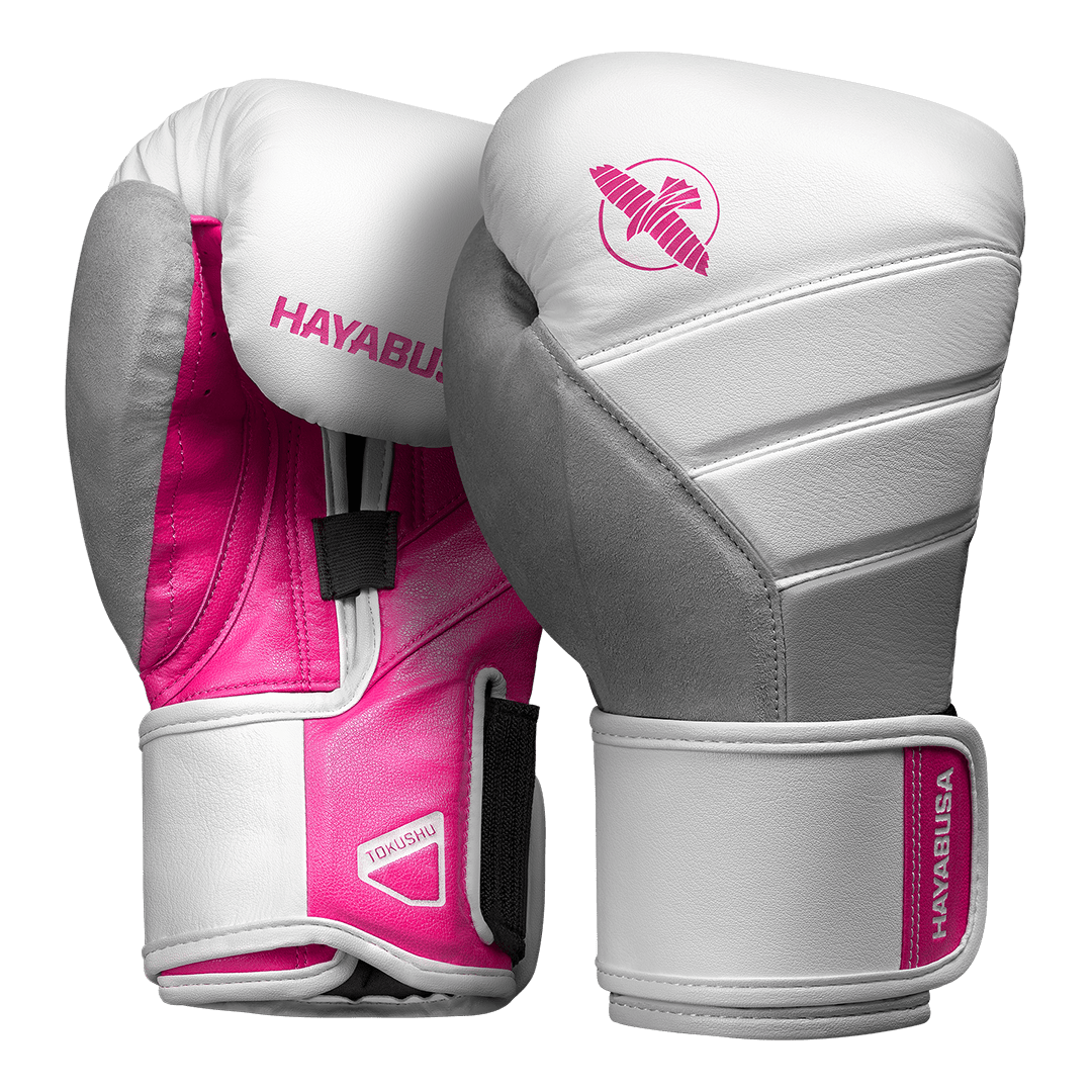 Coppia di guantoni bianchi con finiture rosa Hayabusa T3