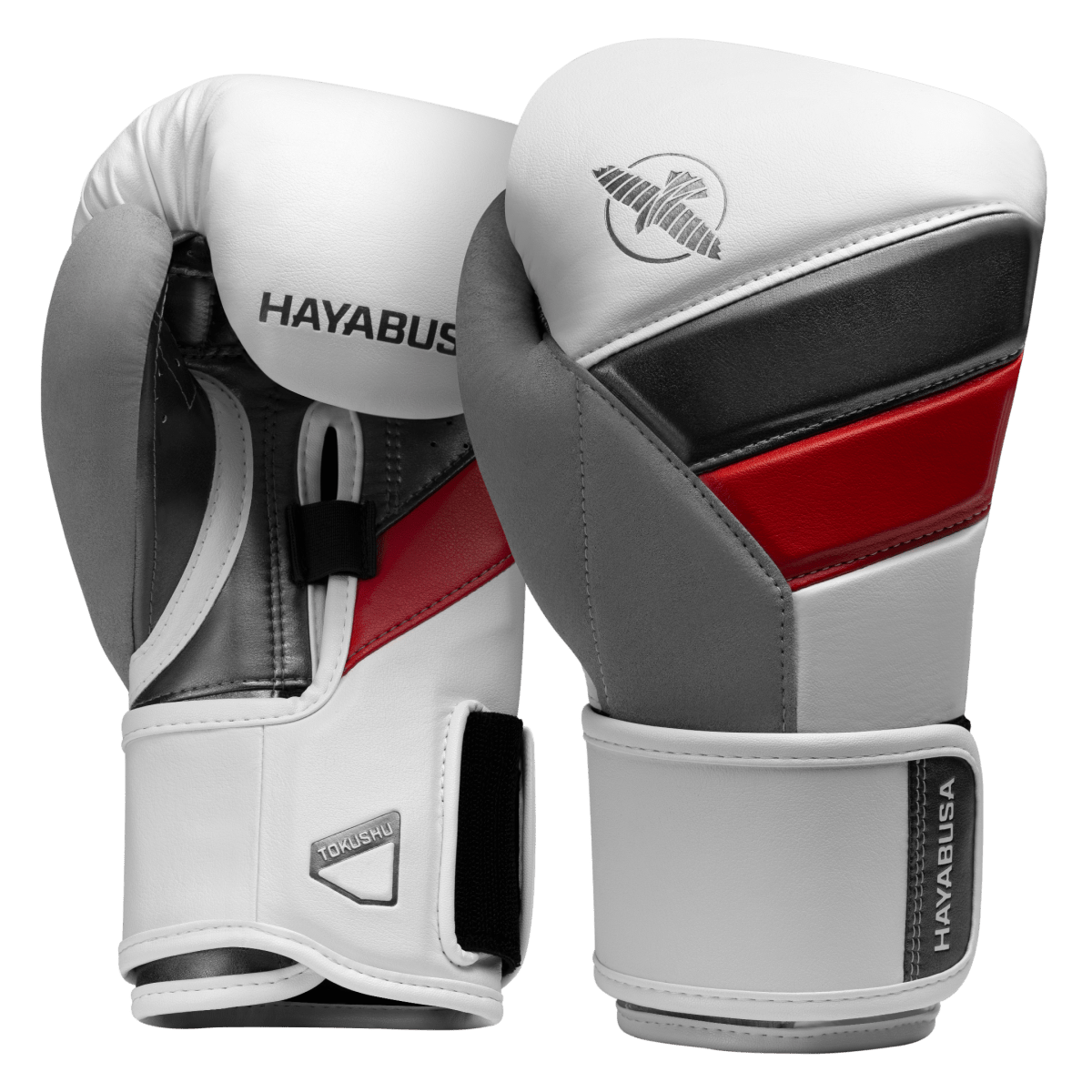 Coppia di guantoni bianchi con dettagli rosso vivo Hayabusa T3.