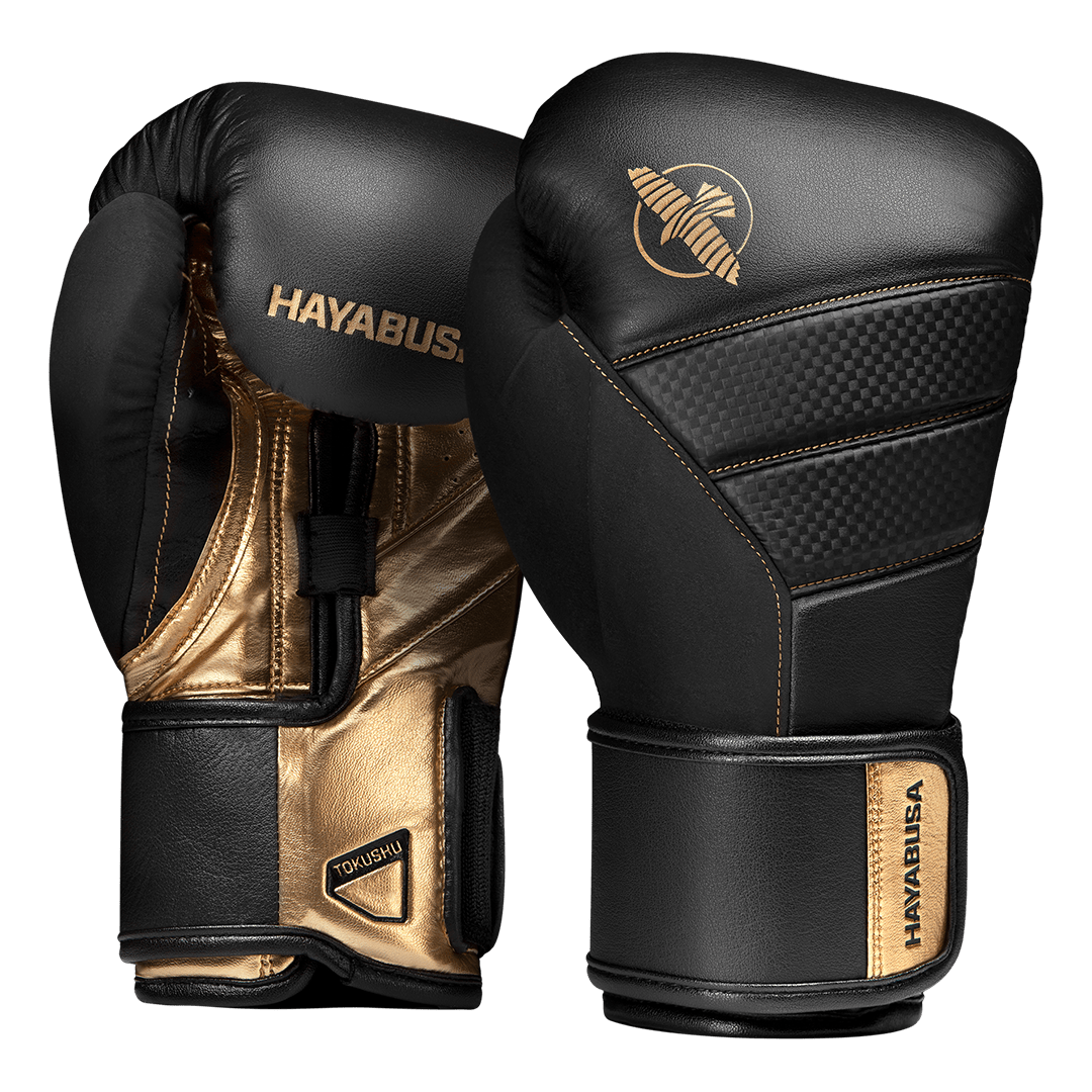 Guantoni professionali Hayabusa T3 neri con finiture dorate