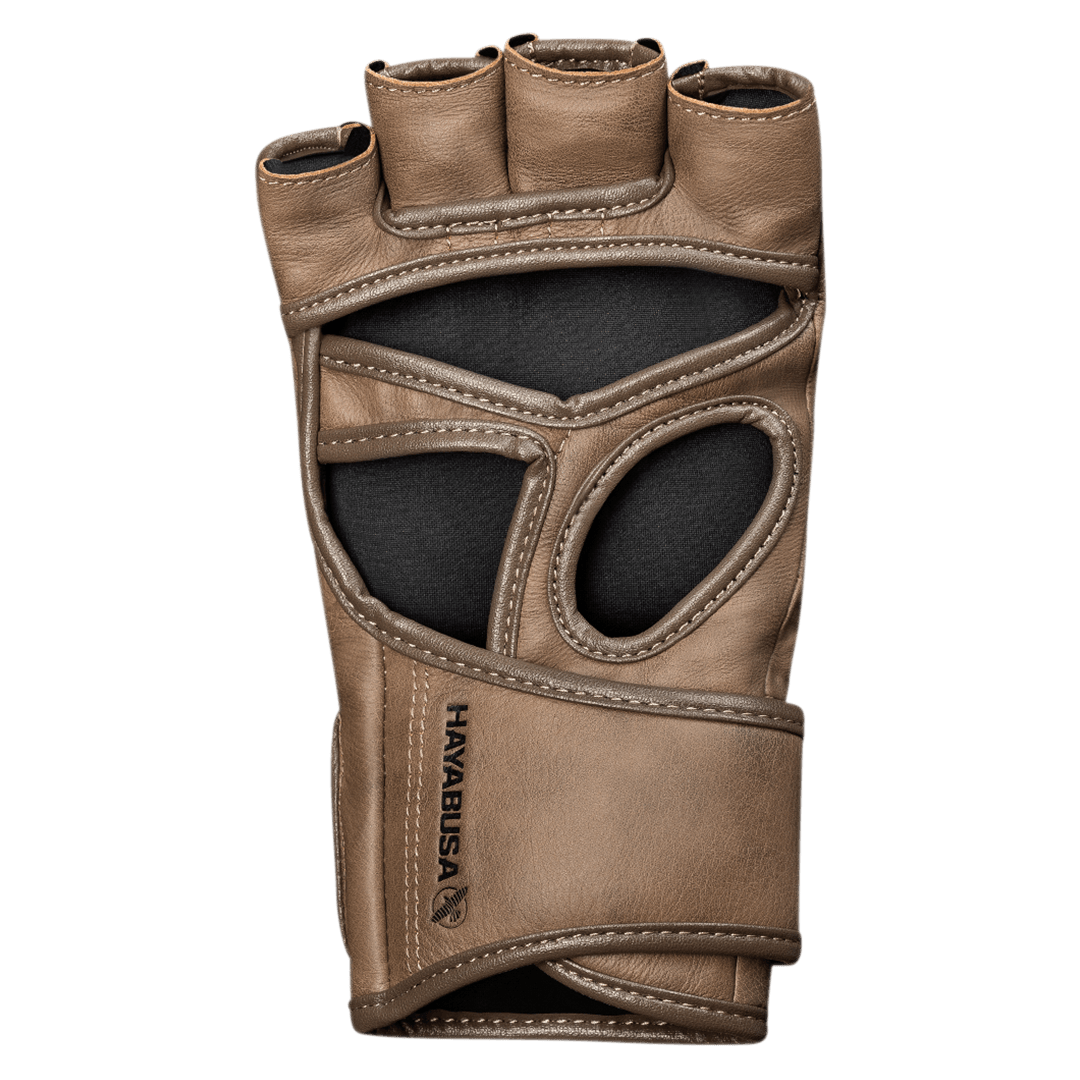 Single view of the Hayabusa T3 LX MMA glove, detail of the handcrafted leather structure and ergonomic design
