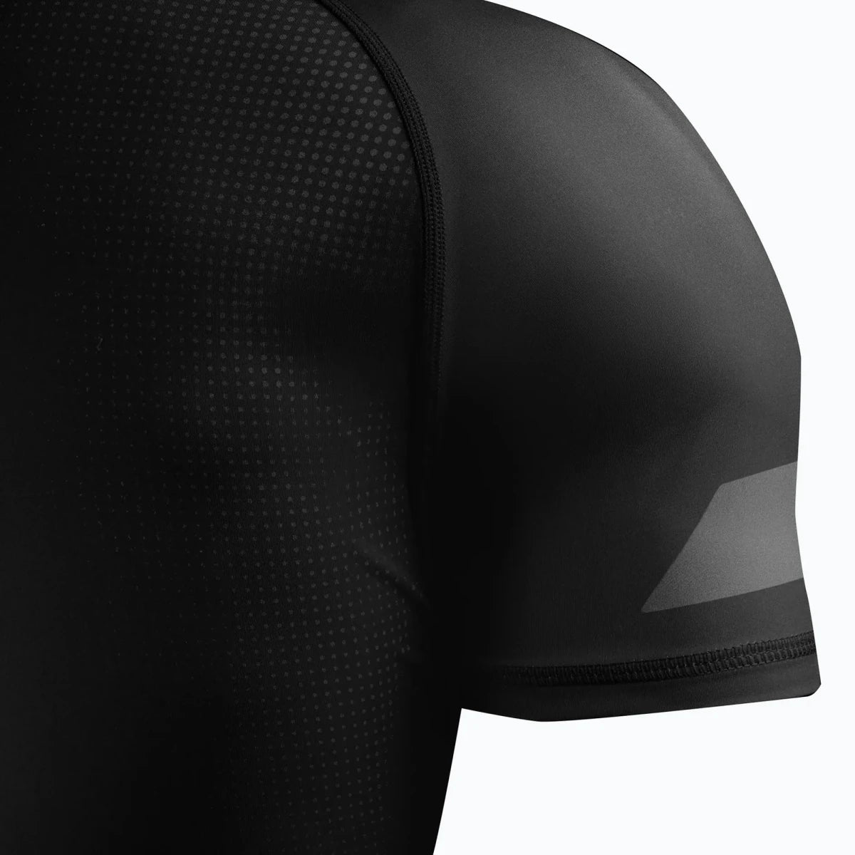 Black Hayabusa compressive rash guard side fit.