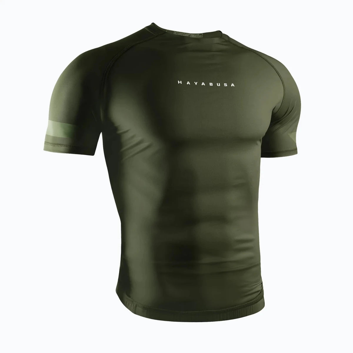 Rash guard Hayabusa Core military green short sleeves for grappling.