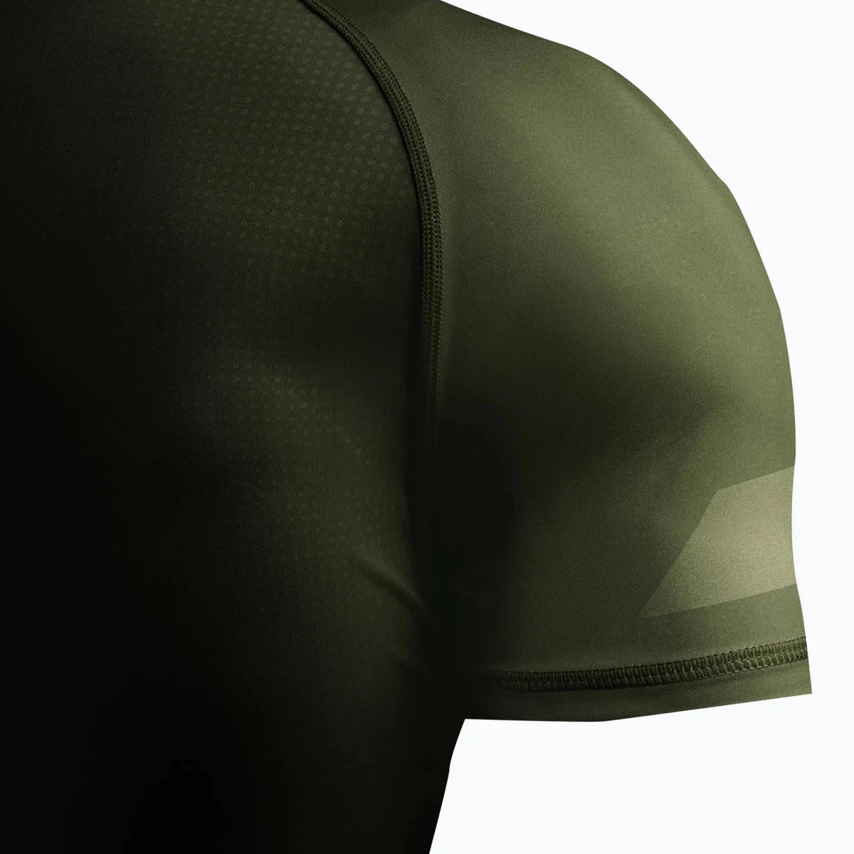 Detail of the 200GSM fabric of the green Hayabusa rash guard.