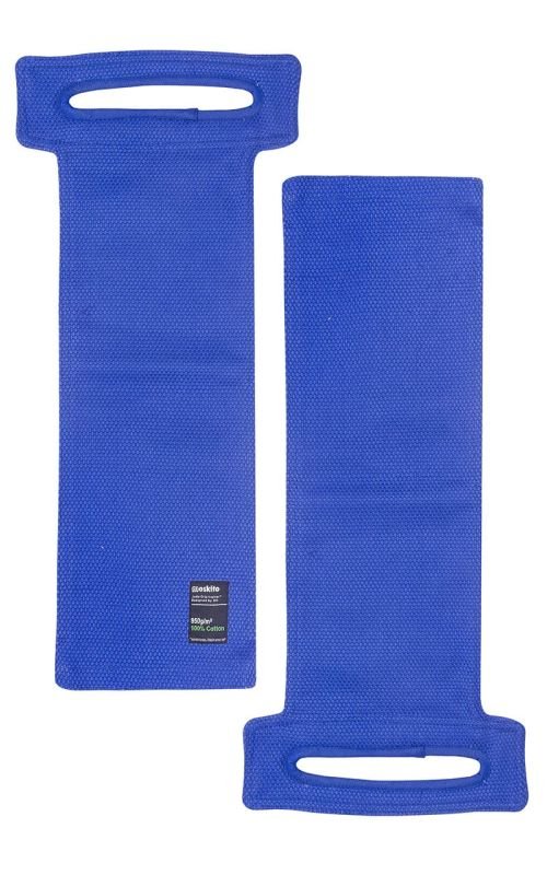 Front view of the 65cm long blue Moskito Judo Grip Trainer with loop