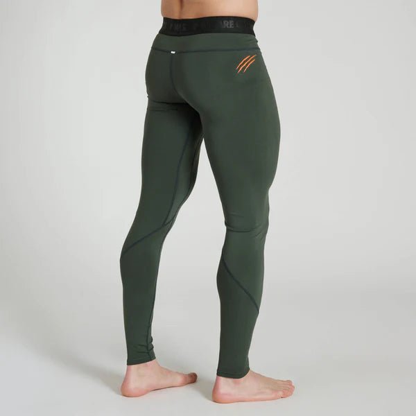 Rückansicht der grünen Leone-Leggings für MMA und Training