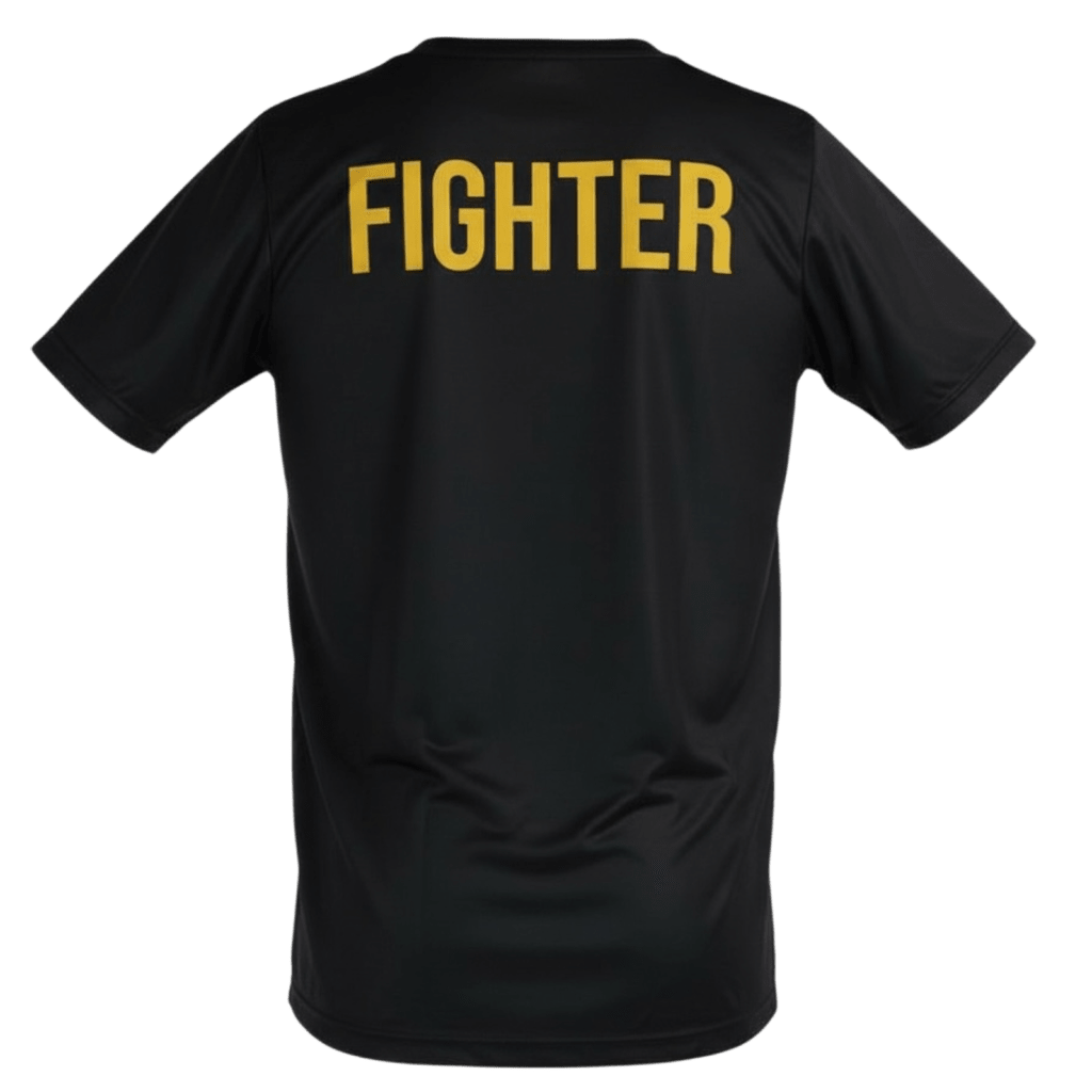 Detail cetakan sublimasi Kaos Bangkok Booster Hitam