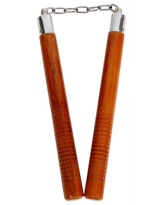 Nunchaku in Legno Naturale Tondo con Catena