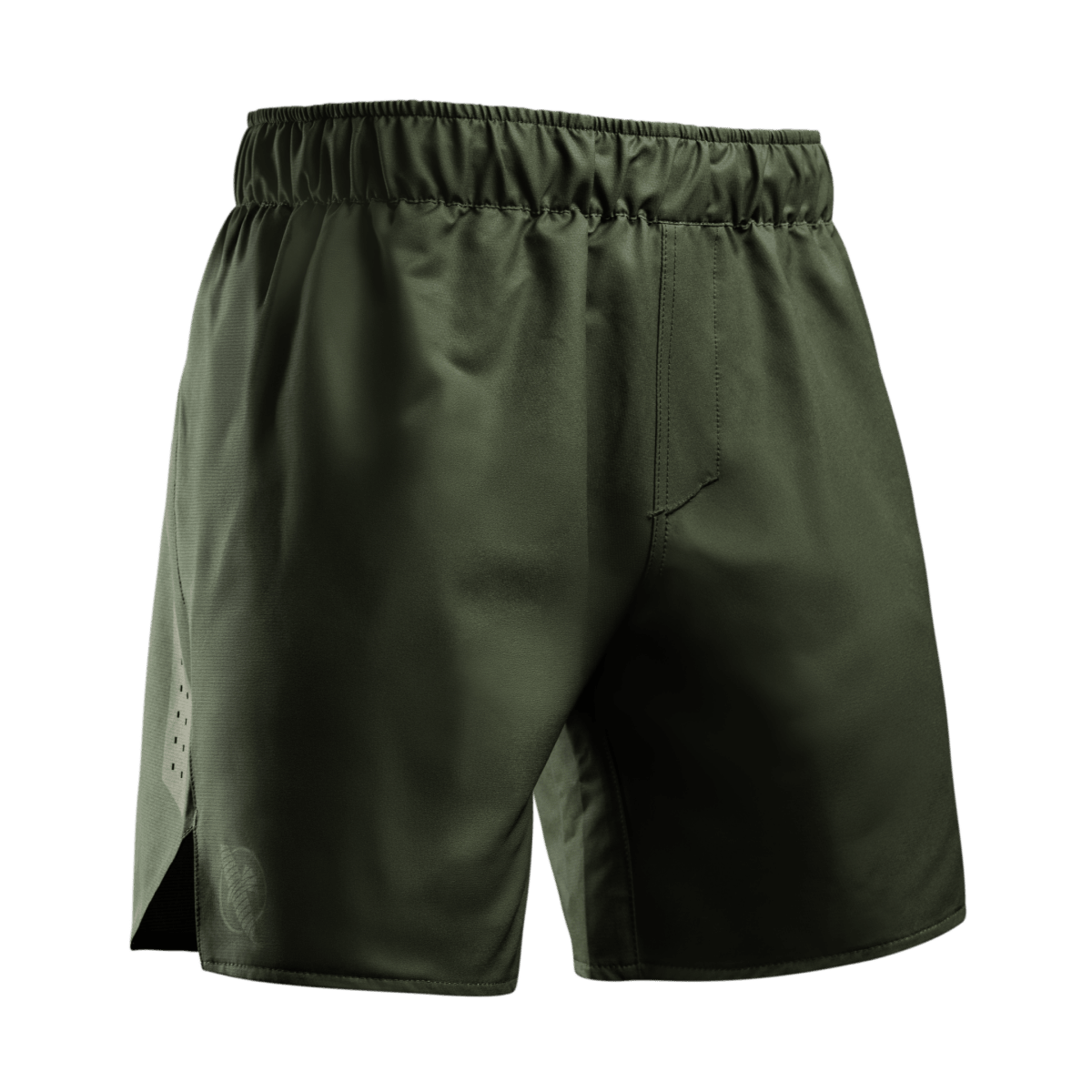 Front view of the green Hayabusa Core grappling shorts with high quality finishes