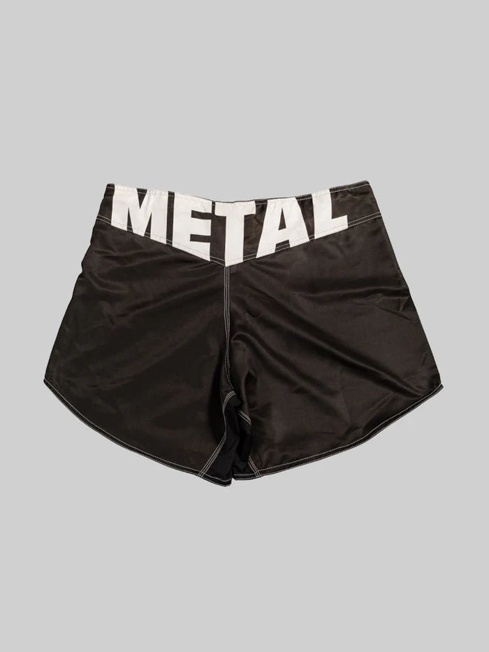 Vista traseira MMA Metal Boxing shorts de luta com design ágil