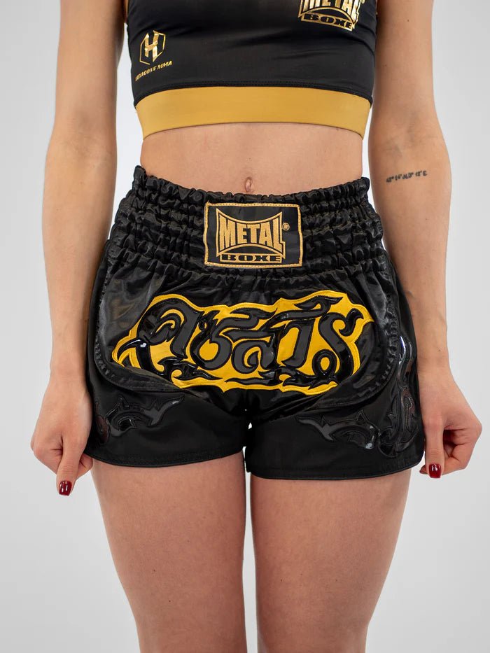 Hlavní pohled zepředu Dámské kraťasy Muay Thai Metal Boxer Lumpinee Black