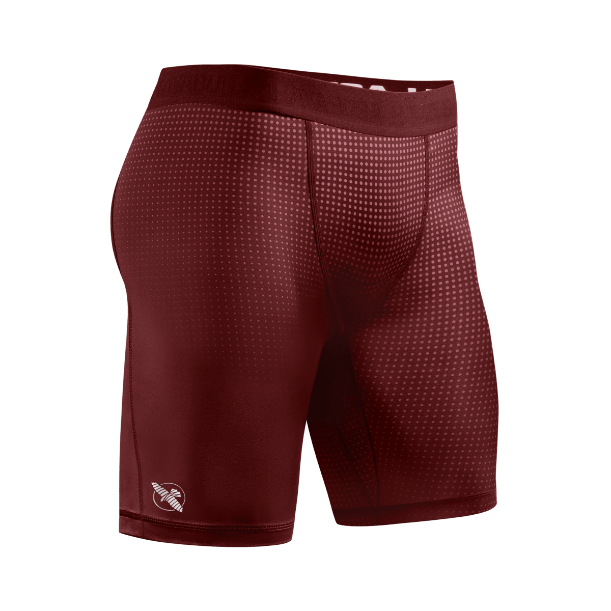 Vista frontale dei pantaloncini Vale Tudo Hayabusa Core rossi, fit ergonomico per BJJ