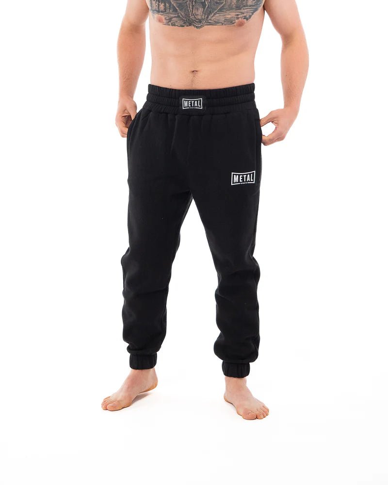 Vista frontal Pantalón deportivo Metal Boxe negro mezcla de algodón pesado 350 gr