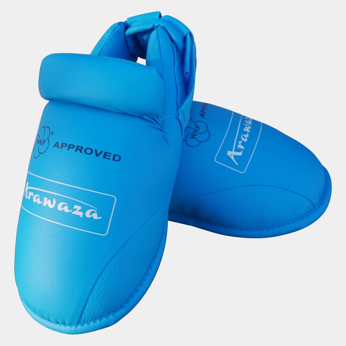 Arawaza WKF Approved blue footguards, protection approved for Kumite fights
