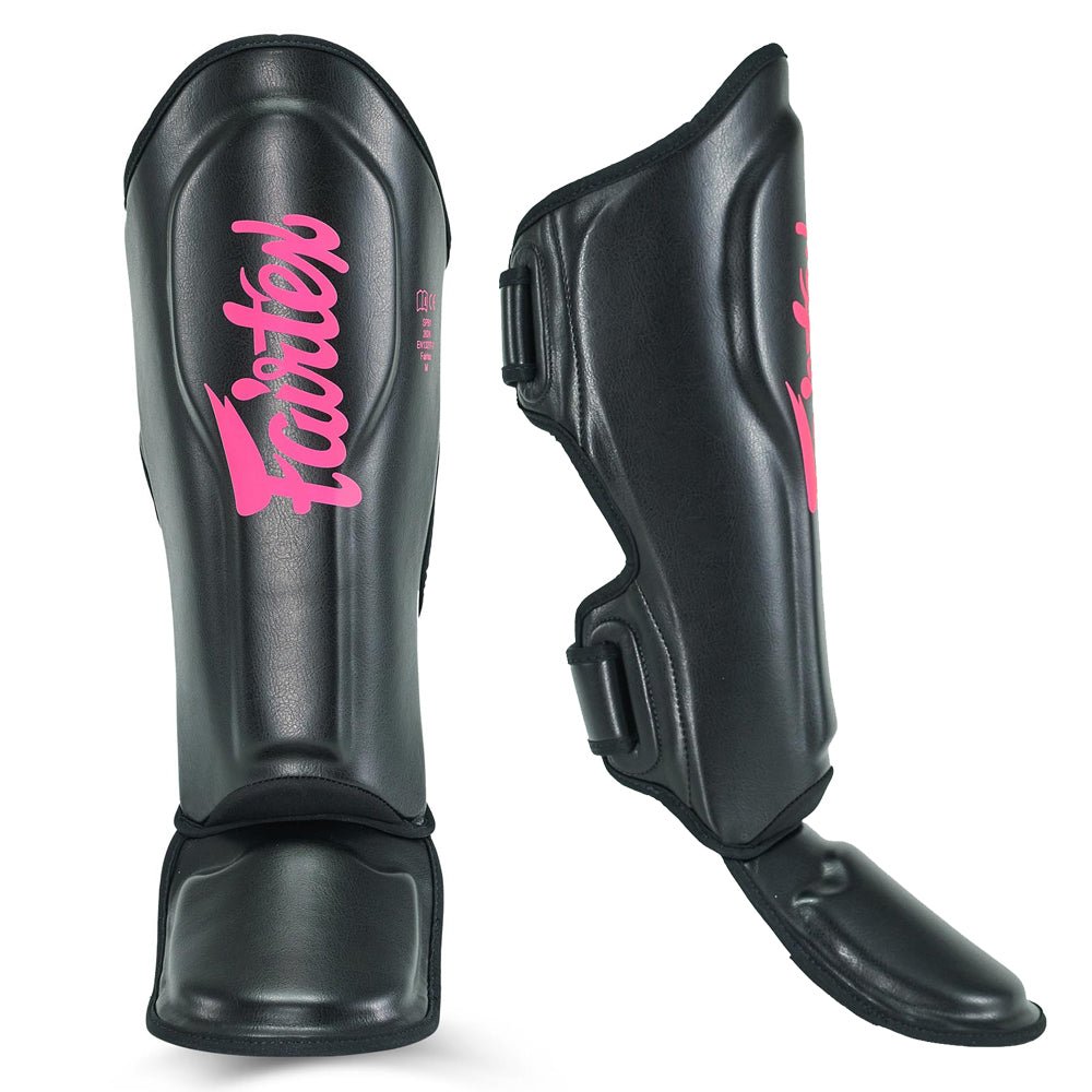 FXB Fairtex Schienbeinschutz in Schwarz-Rosa-Kombination für europäische Kämpfer