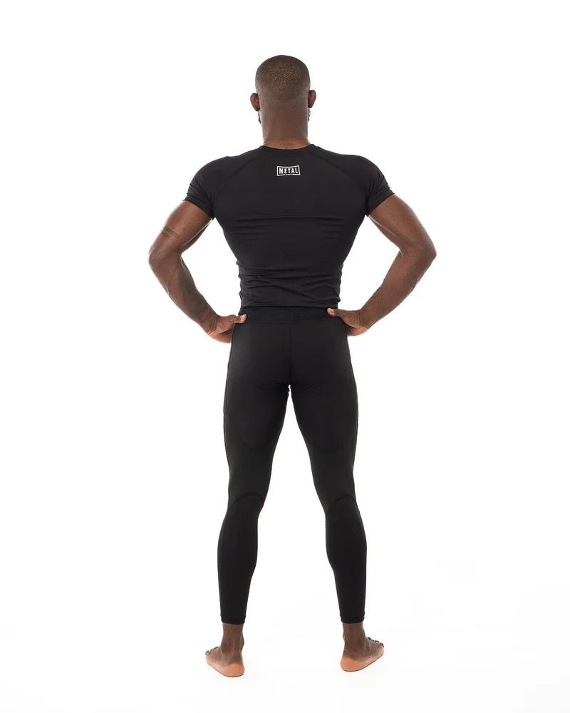 Rear view rashguard Metal Boxing black muscle support and freedom of movement